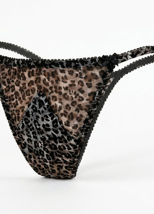 Silk and Mesh Leopard Thong