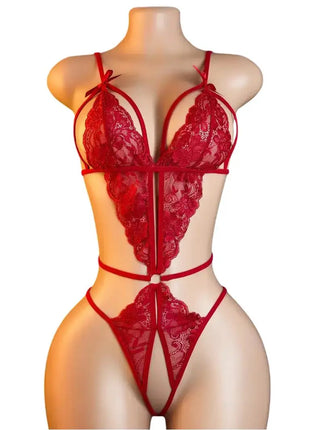 Teddy Sexy Crotchless Bodysuits Women Lingerie Bra Sets Transparent Babydolls Nightwear Erotic Set Deep V Seductive Underwear
