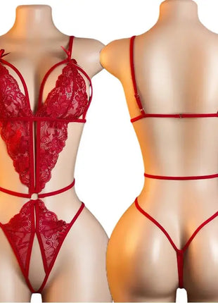Teddy Sexy Crotchless Bodysuits Women Lingerie Bra Sets Transparent Babydolls Nightwear Erotic Set Deep V Seductive Underwear
